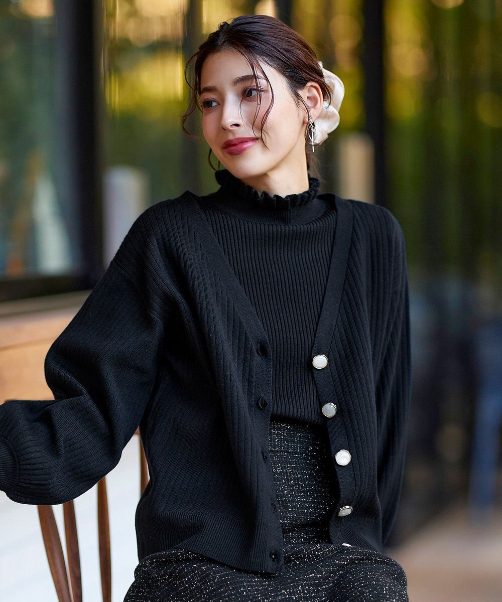 Tiaclasse 【洗える】シェルボタンカーディガン 