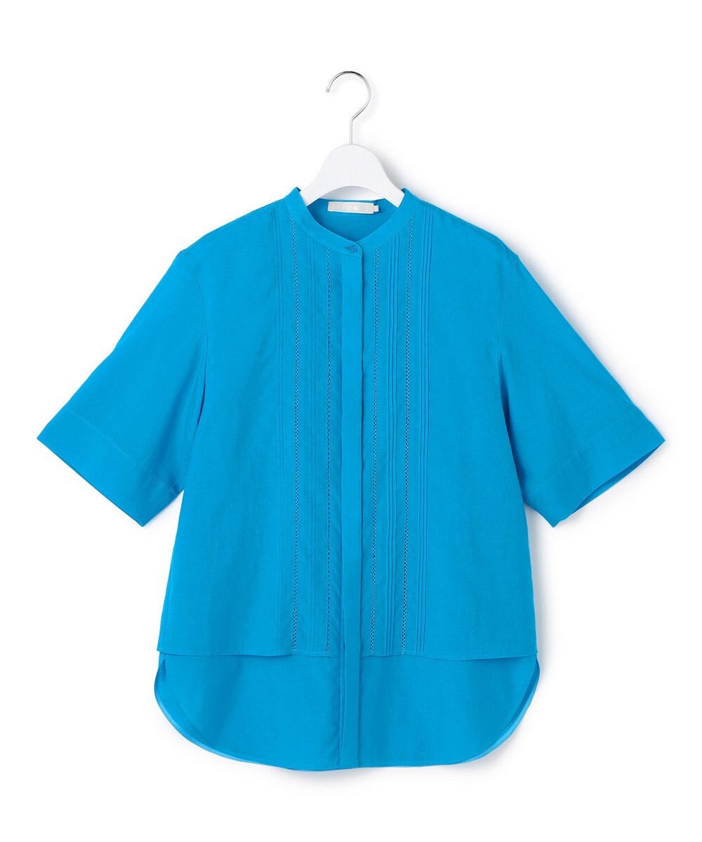 ICB L 【先行予約】リネンスラブローン バンドカラーデザインシャツ 