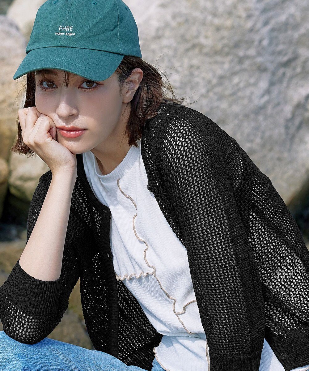 Tiaclasse L 【新色追加・洗える】パフスリーブ透かし編みニットカーディガン 