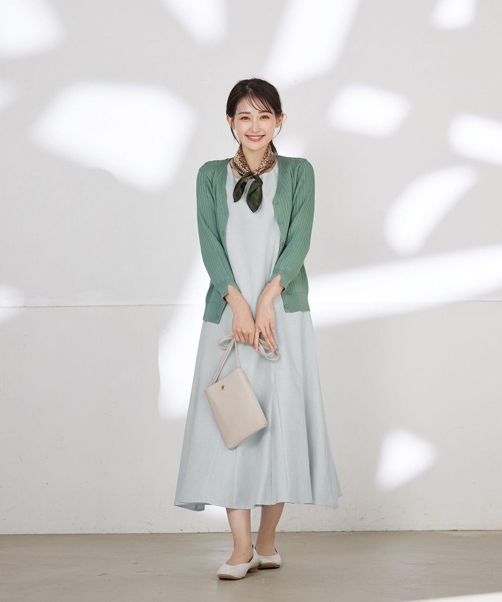 Tiaclasse L 【洗える】スリット袖Vネックリブカーディガン 