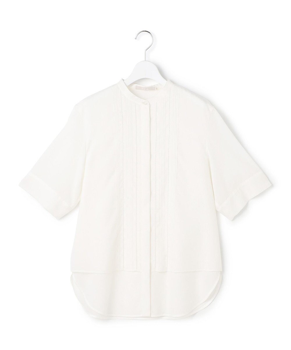 ICB L 【先行予約】リネンスラブローン バンドカラーデザインシャツ 