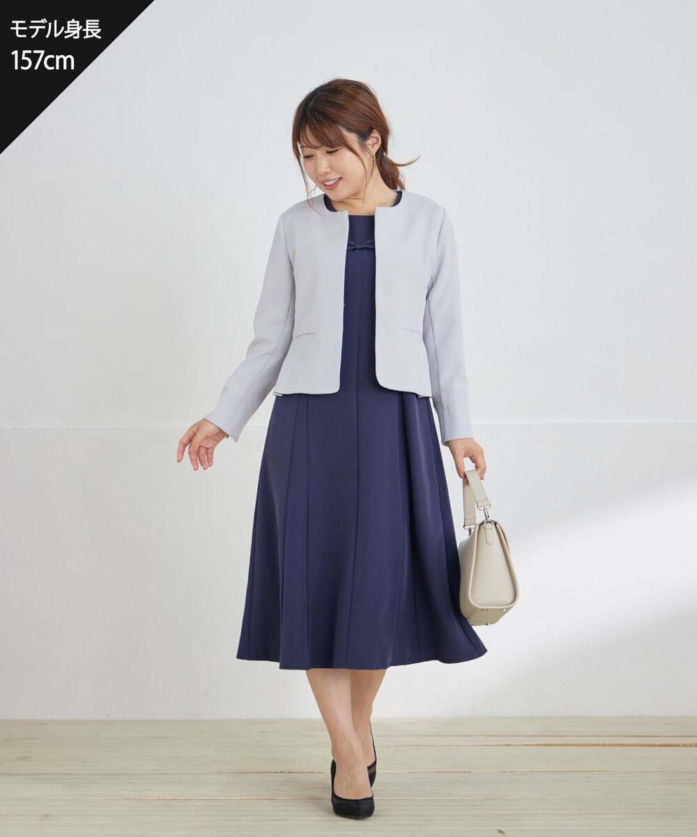 Tiaclasse L 【安田美沙子さん着用・洗える】フレアAラインリボンワンピース 