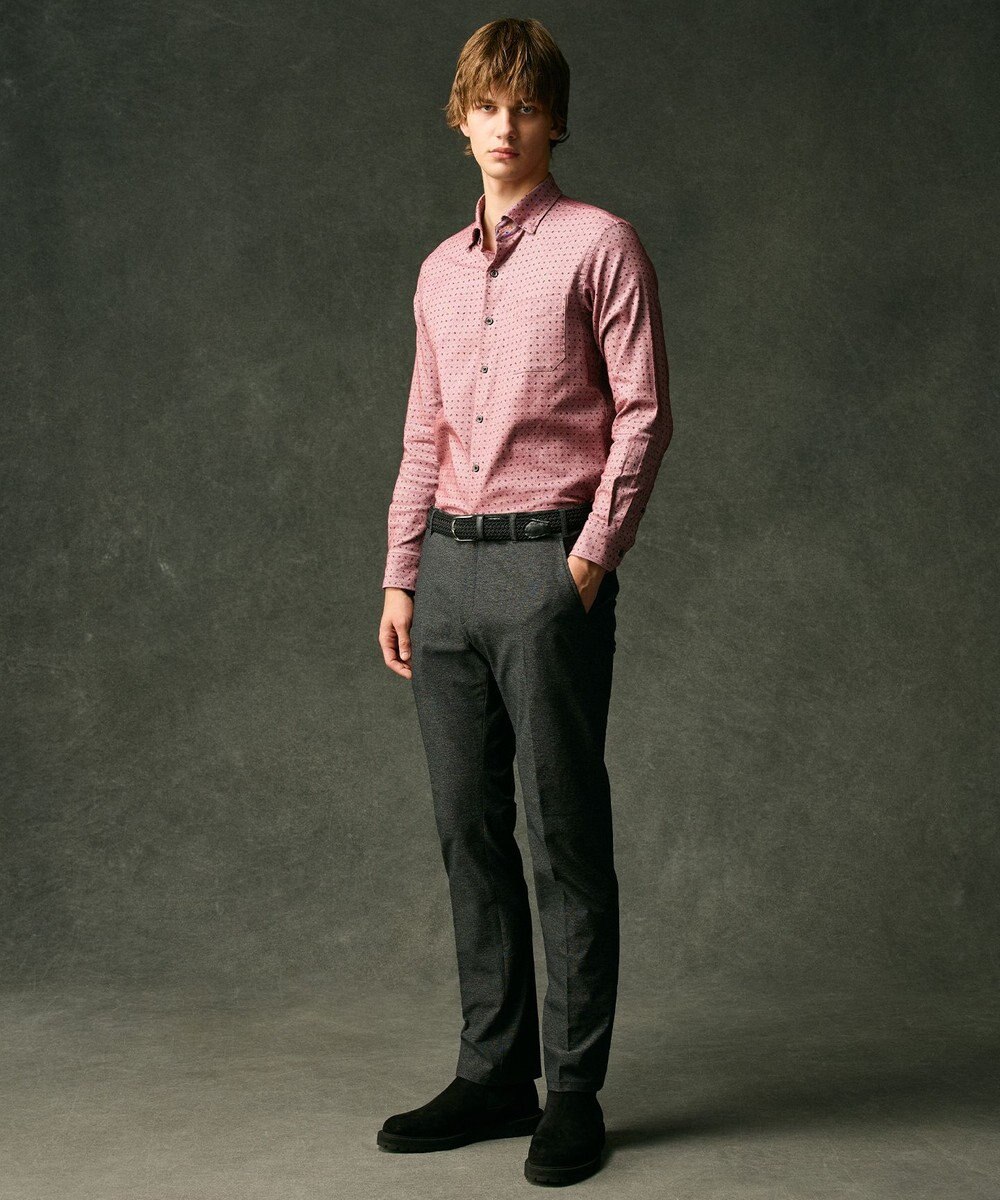 JOSEPH ABBOUD 【キングサイズ・オーガニックコットン使用・自然なストレッチ性】JOE COTTON ストレッチオックスペイズリー シャツ 