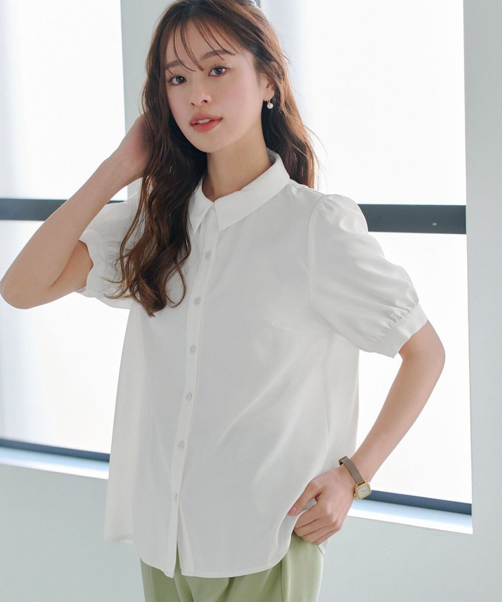 Tiaclasse L 【新色追加】パフスリーブシャツブラウス 