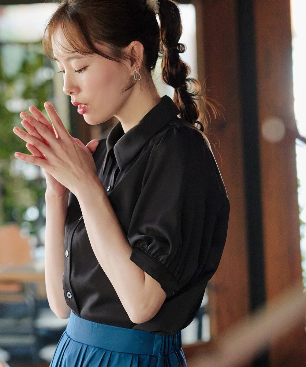 Tiaclasse L 【新色追加】パフスリーブシャツブラウス 