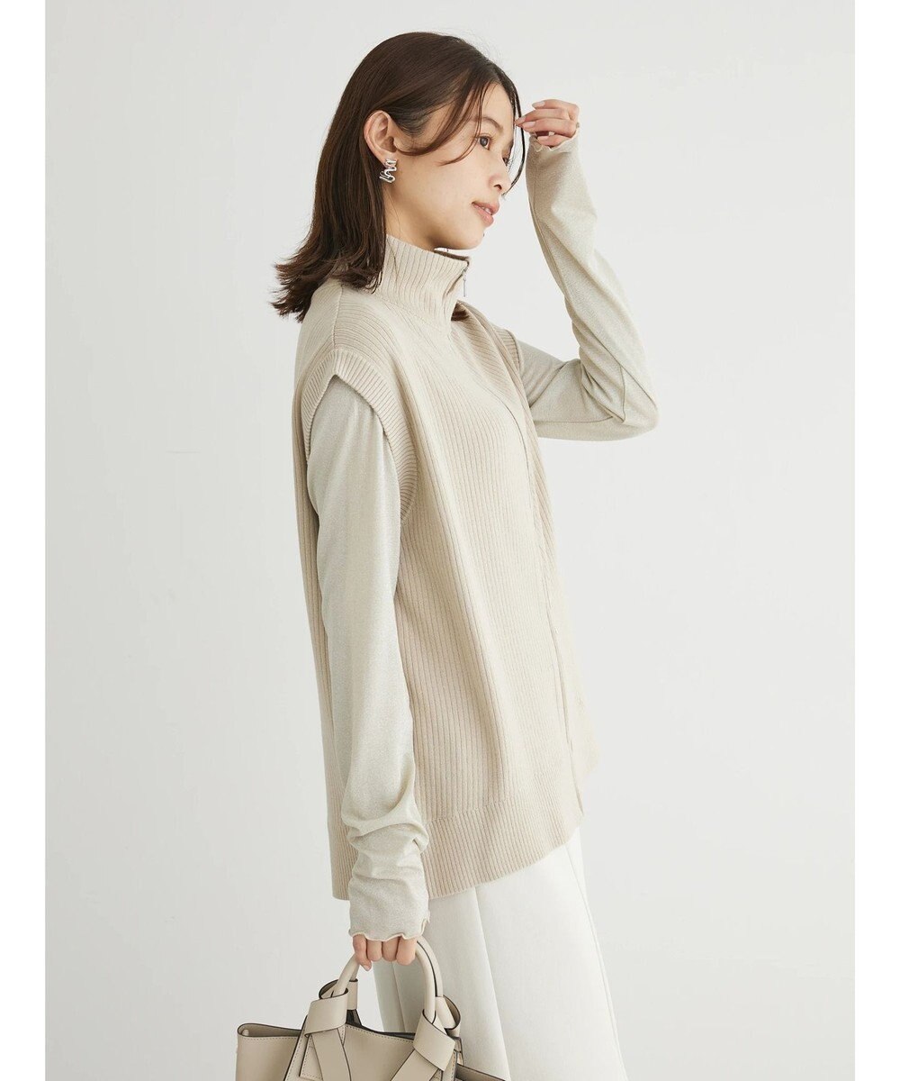 Green Parks ＺＩＰ付きリブニットベスト 