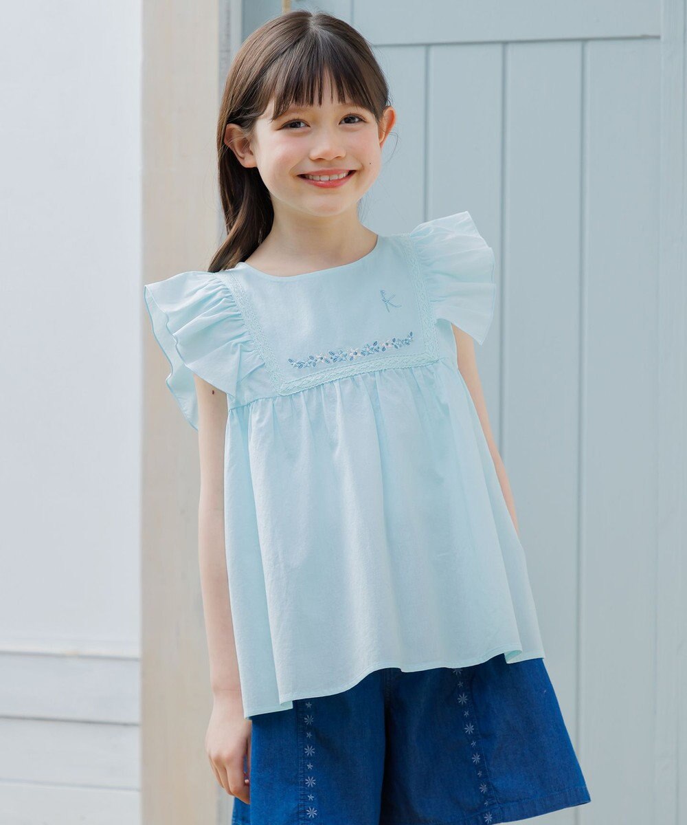 組曲 KIDS 【110-140㎝】 フラワーエンブロイダリーブラウス 