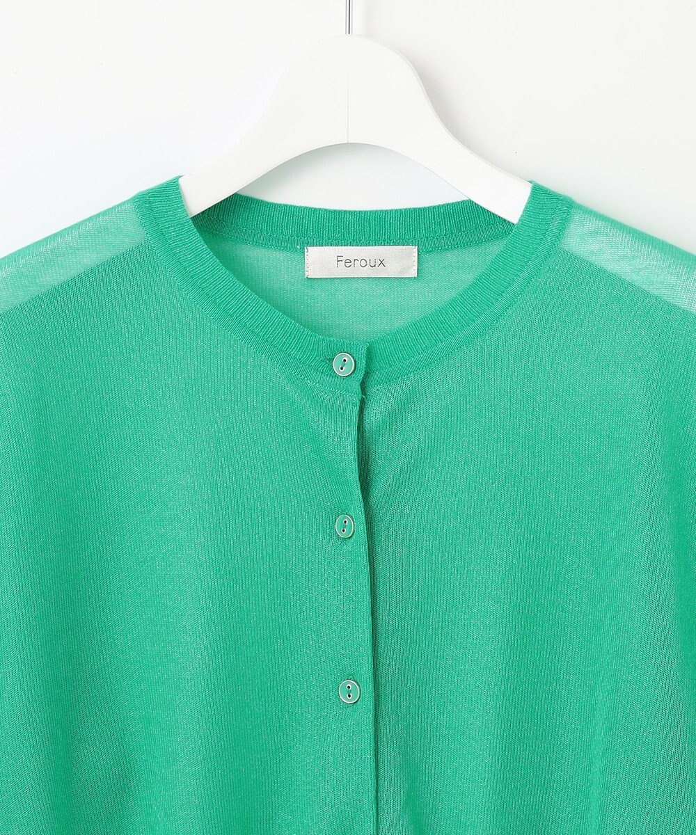 Feroux 【洗える】シアーカラー カーディガン 