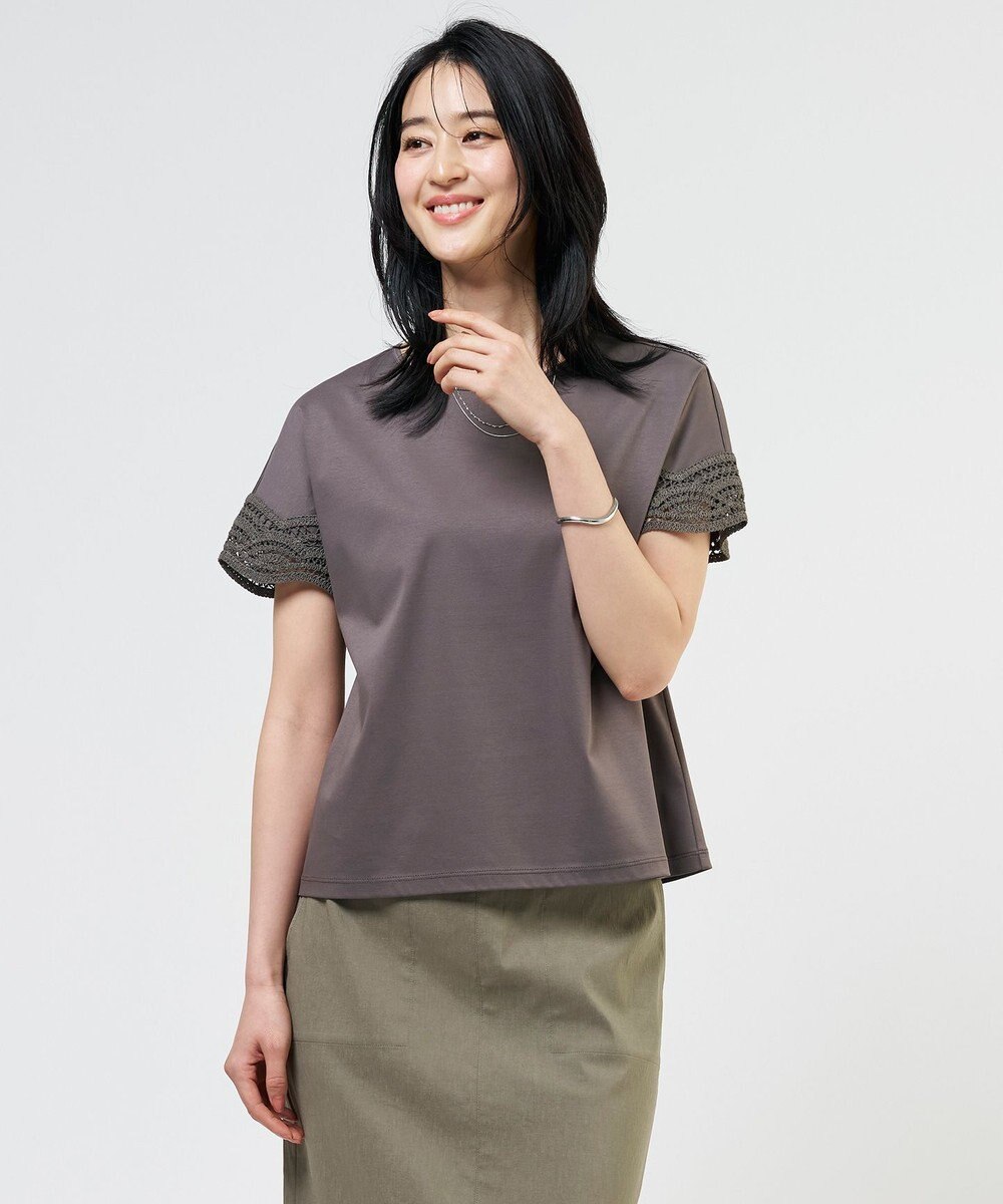 J.PRESS LADIES S 【一枚で着映え・シーンレスに活躍】コットンスムース レースデザイン カットソー 