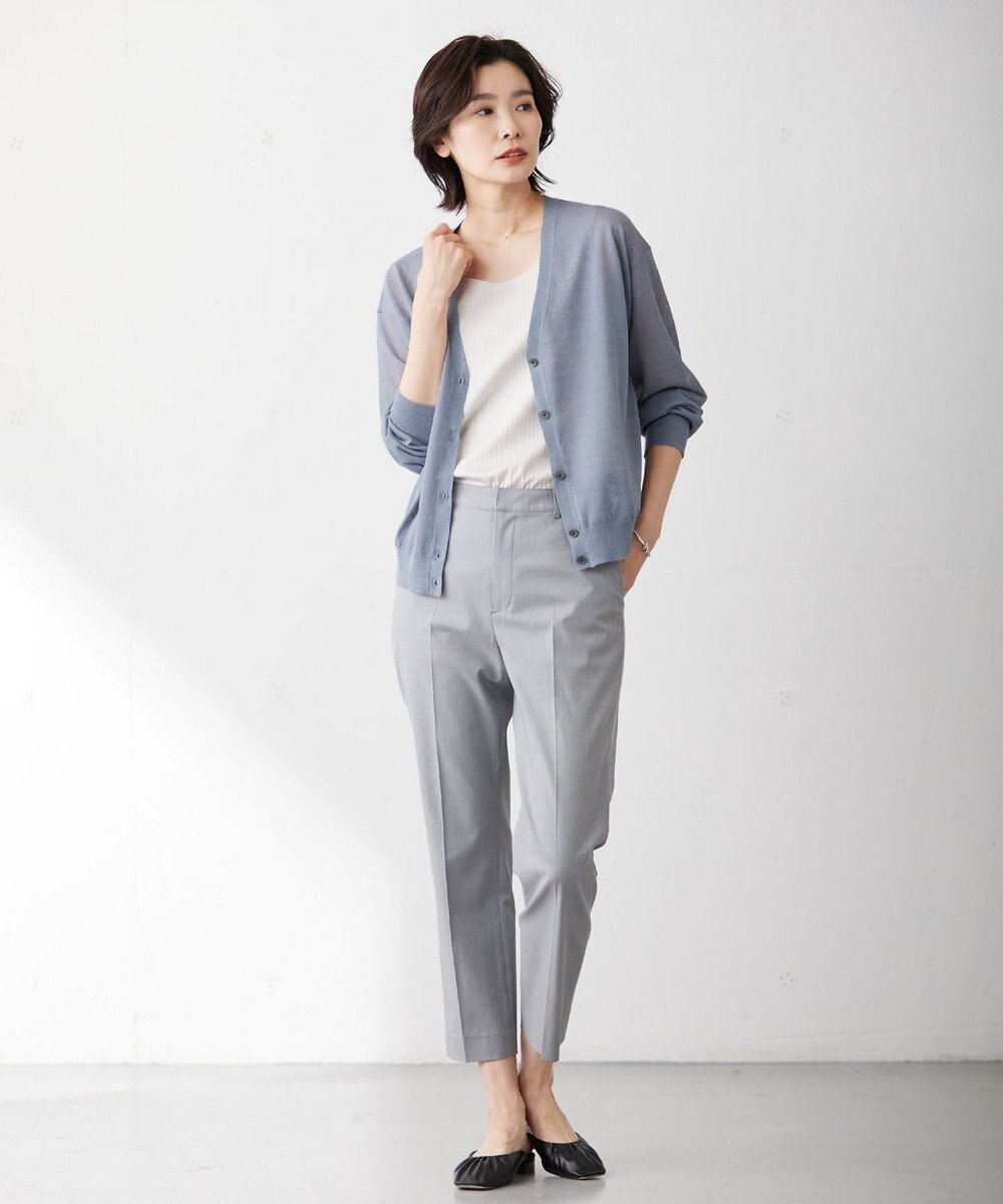 J.PRESS LADIES L 【洗える】LINEN MIX SHEER Vネック カーディガン 