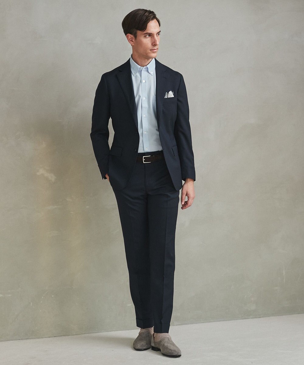 GOTAIRIKU ロングセラー【洗える/折り目加工/シワになりにくい/ウエストアジャスター】ウォッシャブル サマーウール100％パンツ_定番色(ノータック)25年モデル 