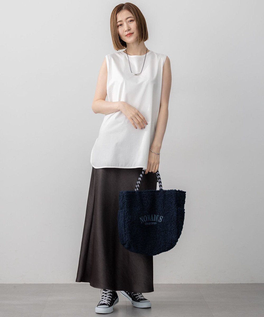 23区 L 【新色追加/洗える】コットンベアジャージー ノースリーブ Tシャツ 