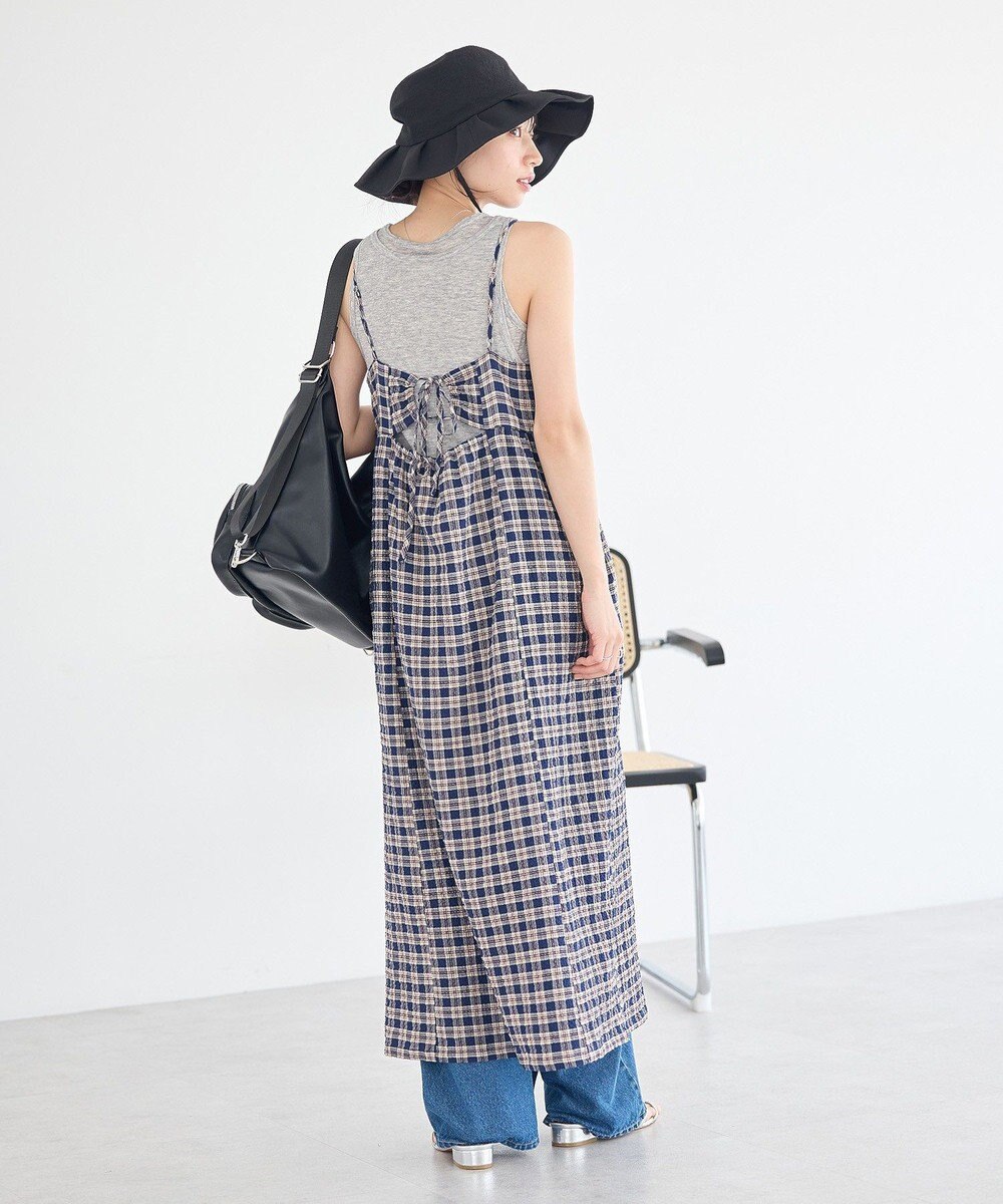 earth music&ecology シャーリングラメチェックキャミワンピース 