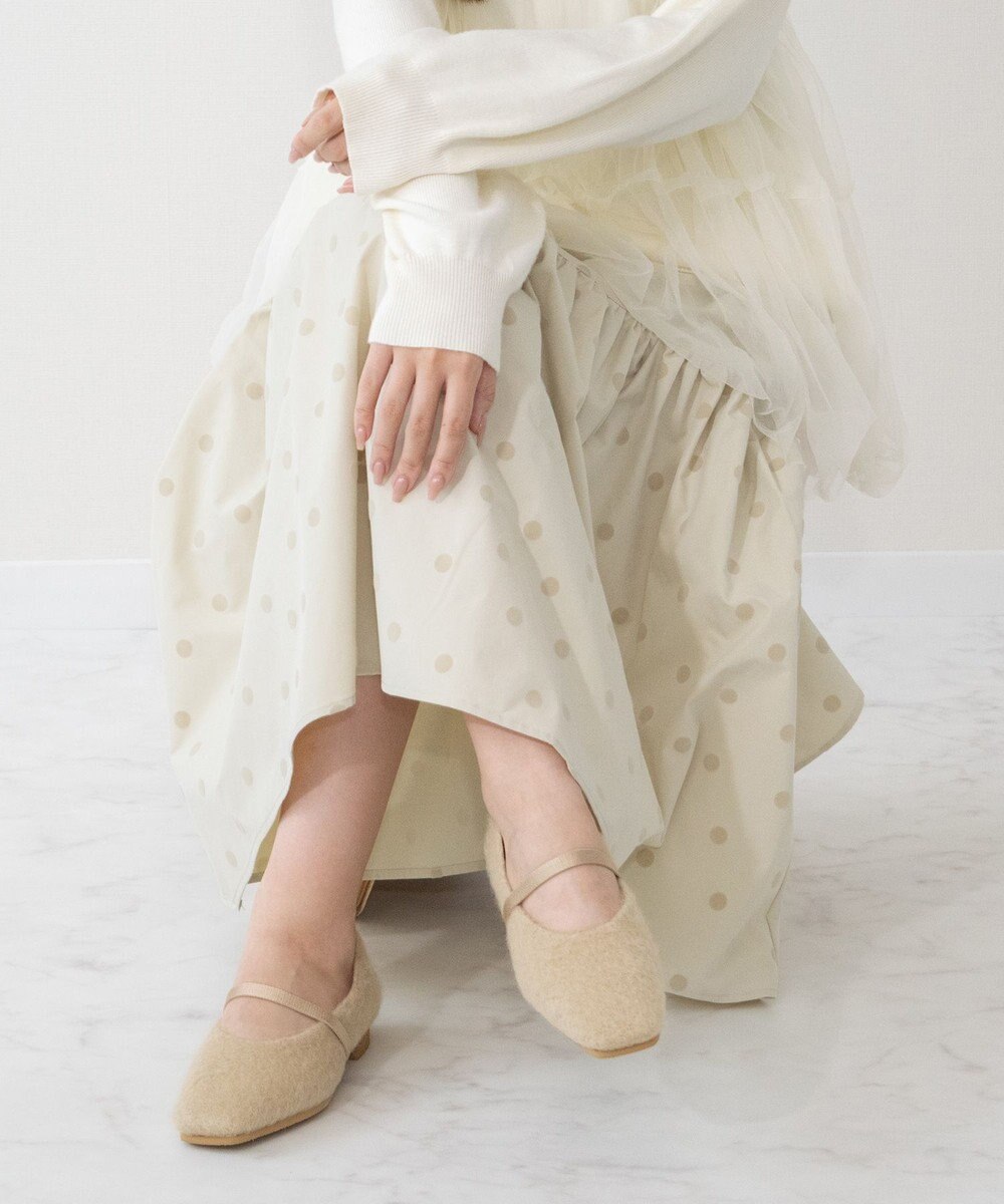 Bridget Birkin 【Bridget Birkin】エラスティックバンドもこもこスクエアバレエシューズ 