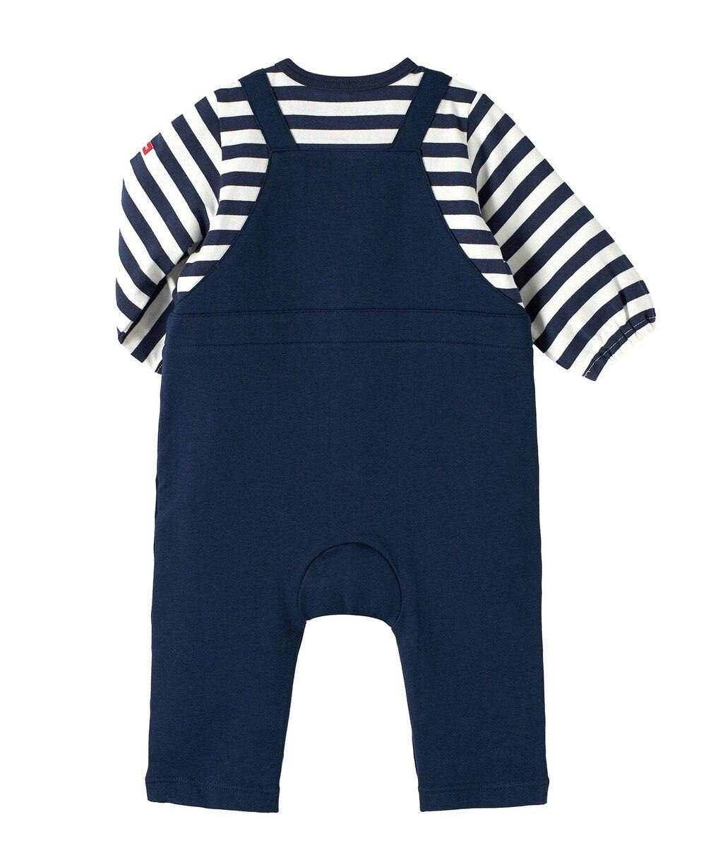 MIKI HOUSE HOT BISCUITS 【70-80cm】オーバーオール重ね着風 カバーオール 