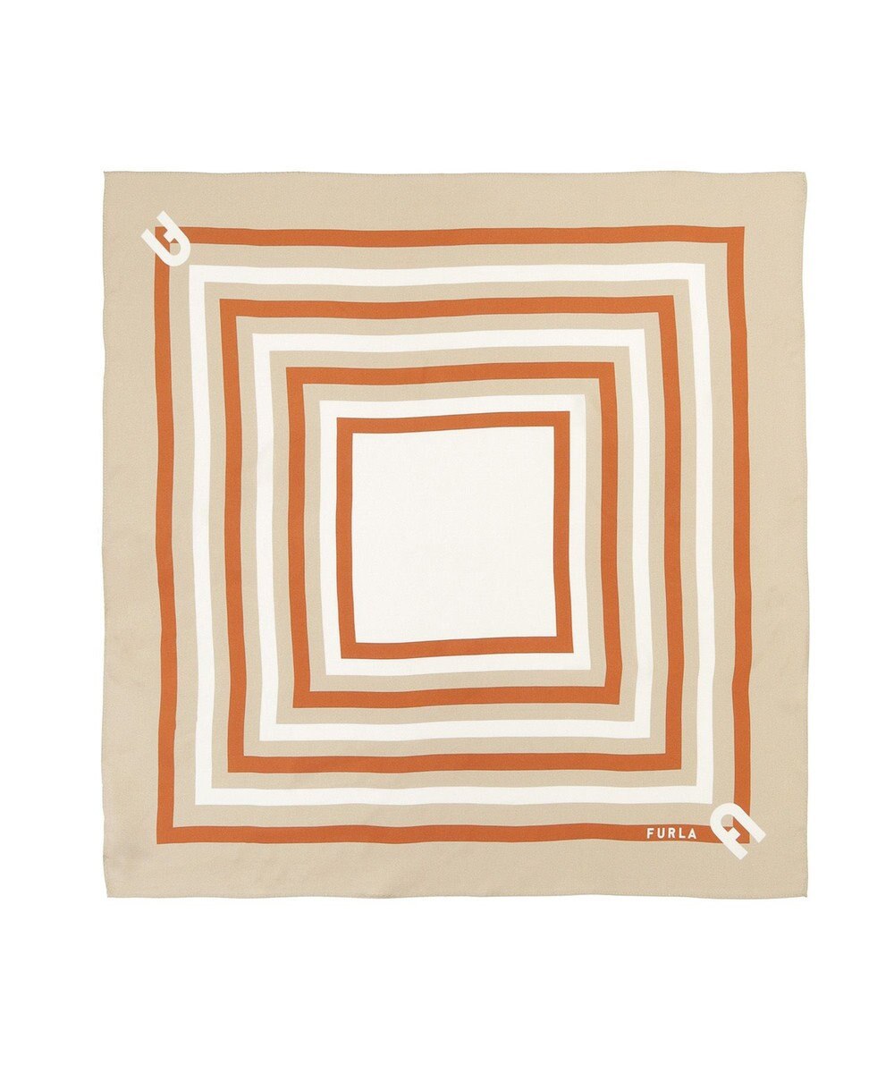 MOONBAT 【美人百花4月号掲載/シルク100%】フルラ (FURLA) スクエア柄 シルクプリントスカーフ 65cm×65cm 