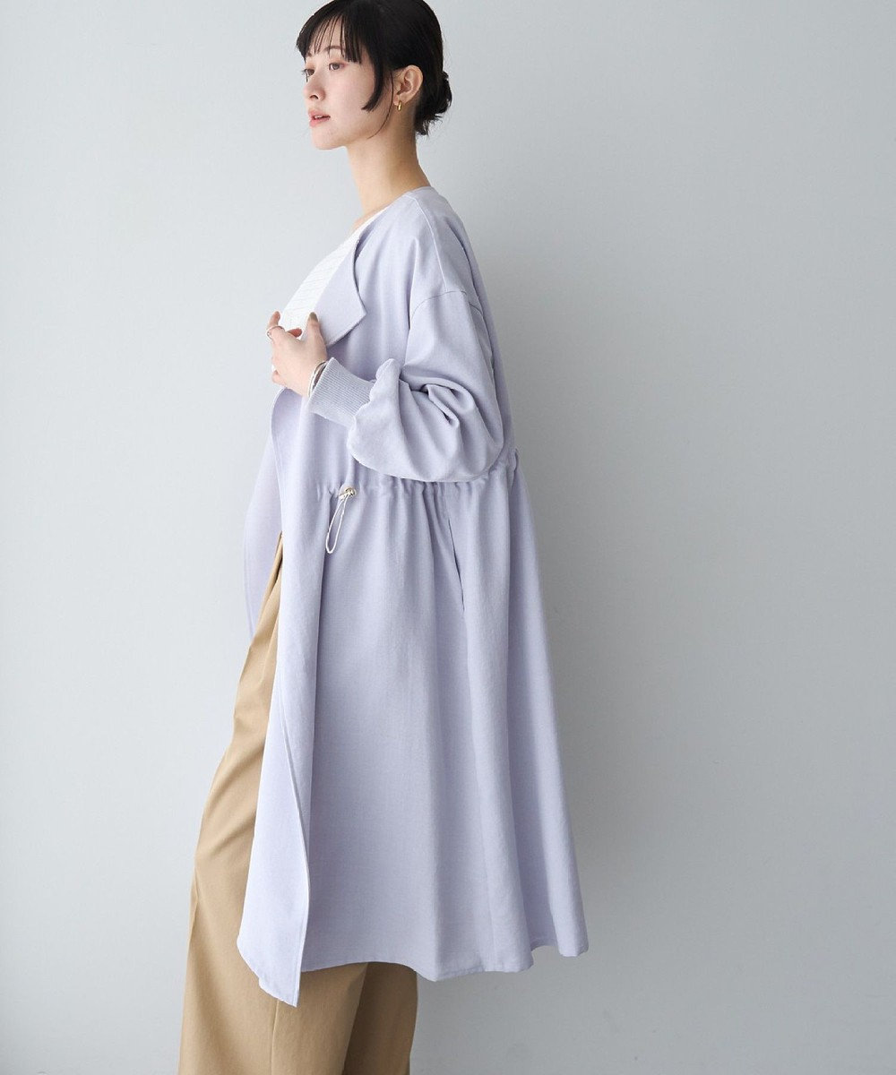 YECCA VECCA ノーカラーラペルロングコート 