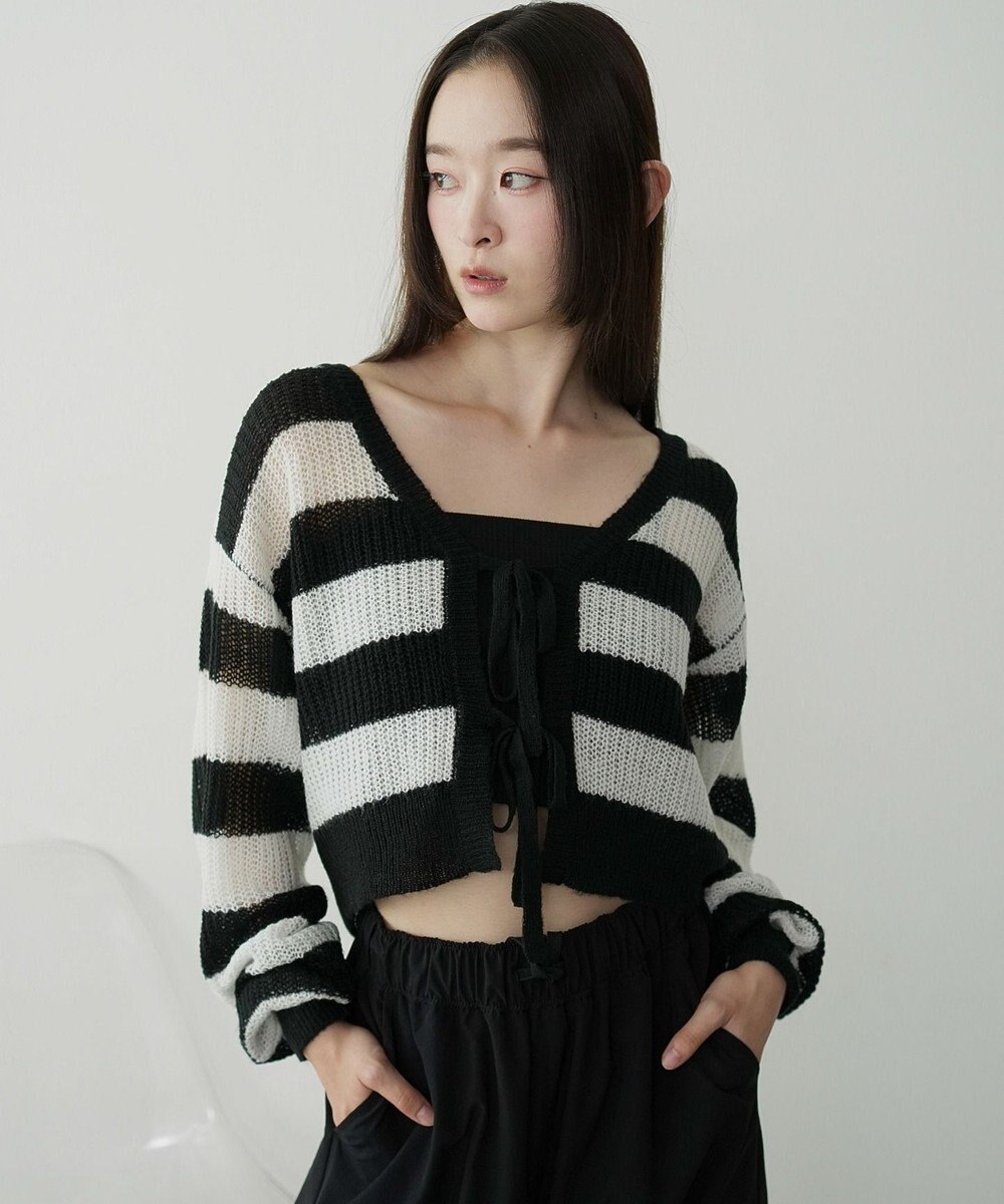 WEGO 【25年秋冬新作】モヘアタッチ2WAYリボンカーデ 