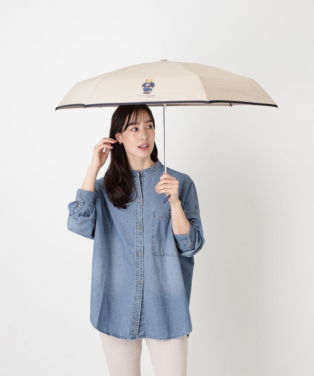 MOONBAT POLO RALPH LAUREN(ポロ ラルフローレン)FLAG BEAR 無地 5段折りたたみ傘 簡単開閉 