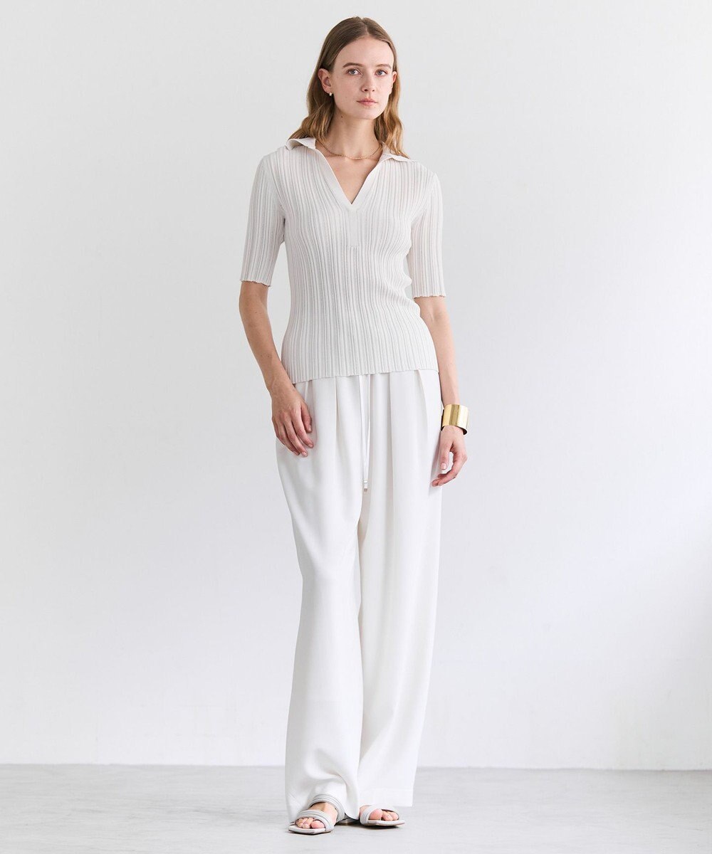 BEIGE， LABRADO / ランダムリブ スキッパーニット 