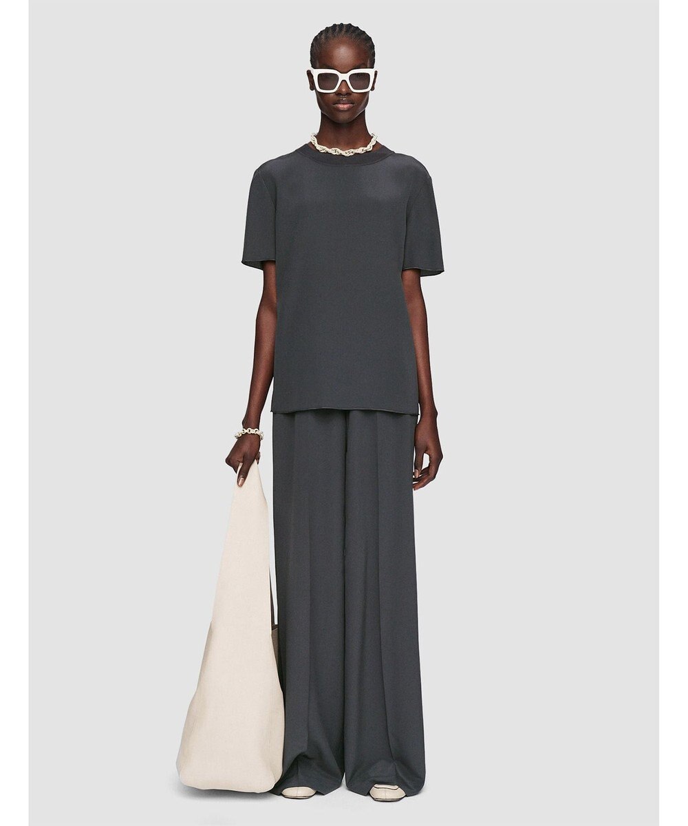 JOSEPH 【洗える】クレープ  ド  ソワ　クルーネックTシャツ 