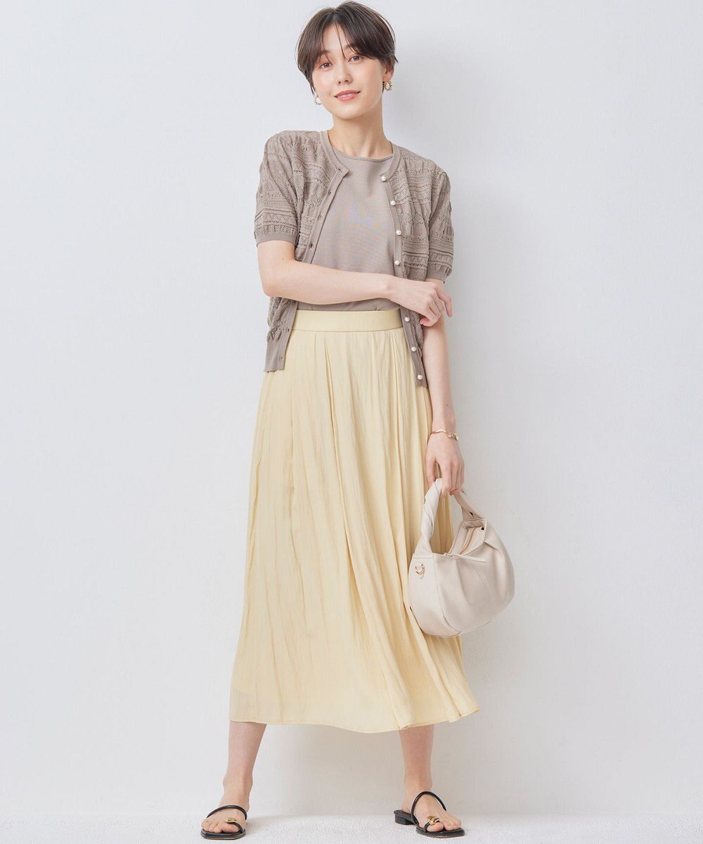 組曲 【WEB限定カラーあり】コットンポリエステル 編み柄カーディガン 