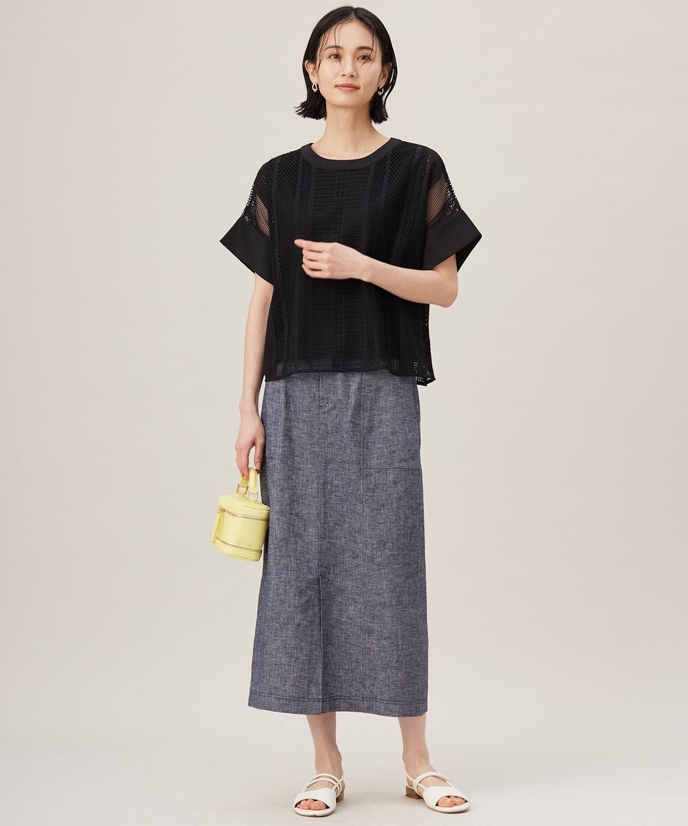 自由区 【洗える】コットンリネンシャンブレー スカート 