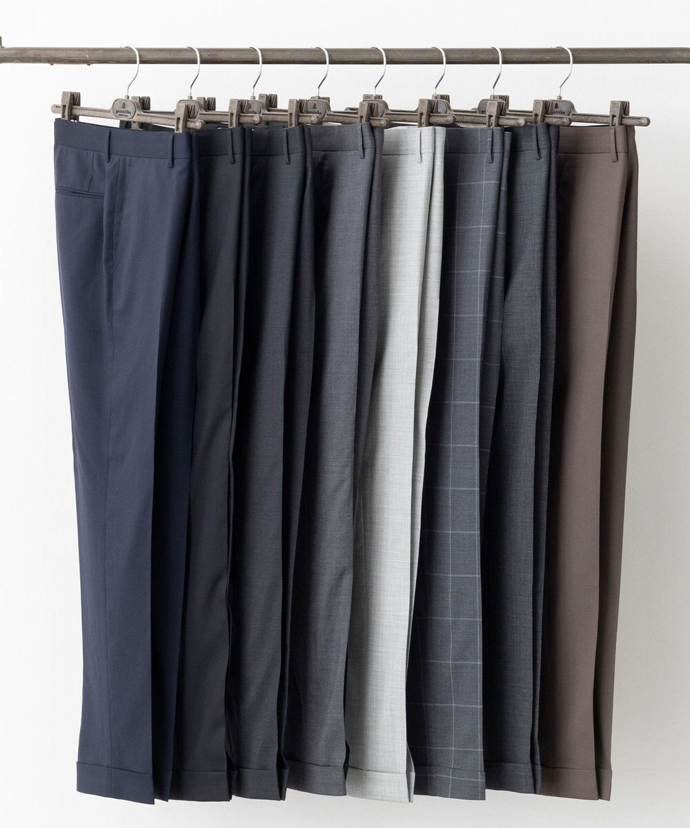 GOTAIRIKU ロングセラー【洗える/折り目加工/シワになりにくい/ウエストアジャスター】ウォッシャブル サマーウール100％パンツ_定番色(1タック)25年モデル 