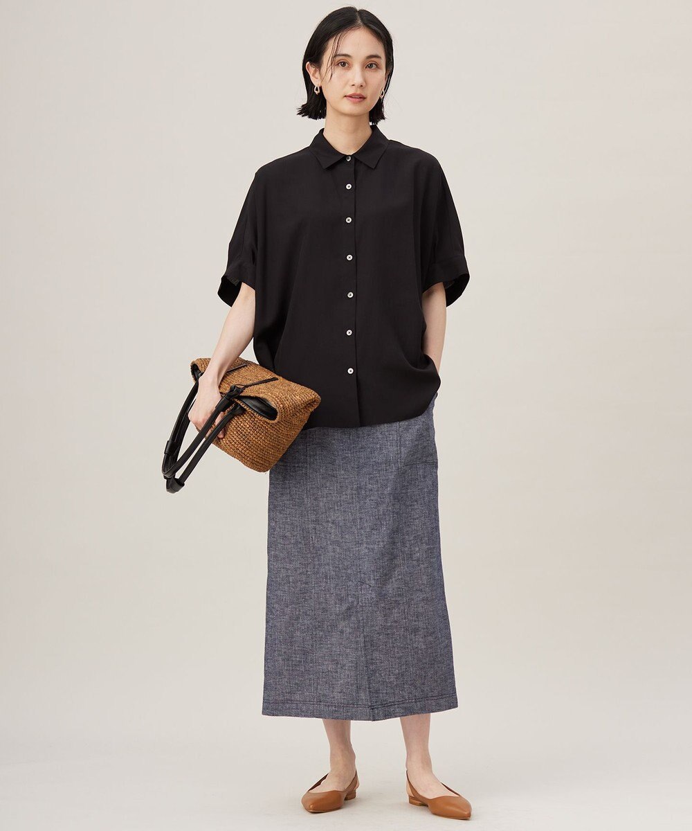 自由区 【洗える】コットンリネンシャンブレー スカート 