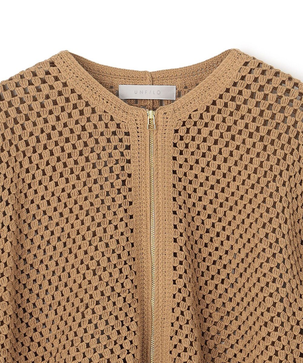 UNFILO クロシェレースニット ZIPカーディガン 