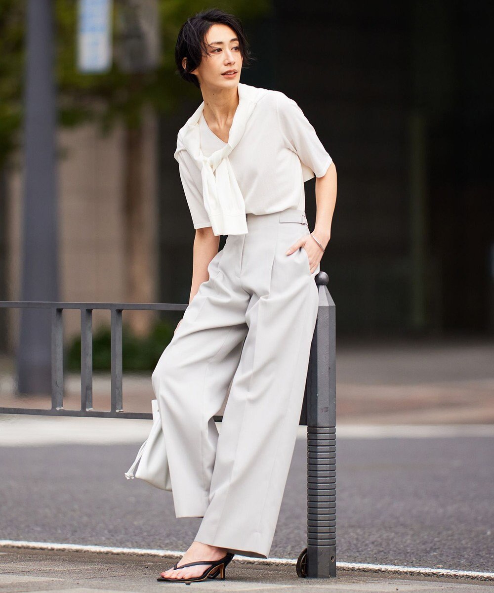 ICB 【WEB限定カラーあり・接触冷感・UVケア・洗える】 シンセティックハイゲージ 半袖ニット 