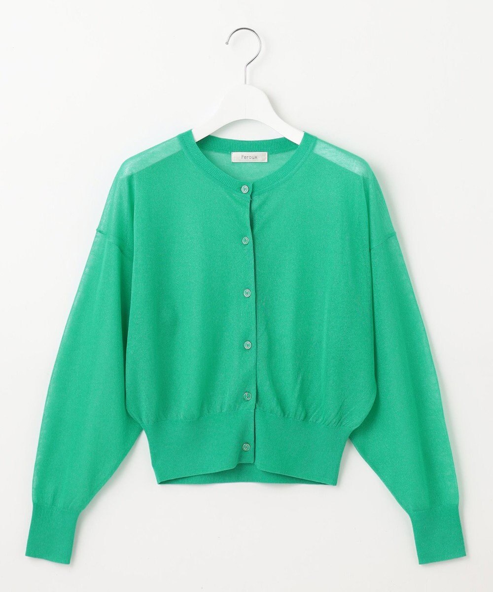 Feroux 【洗える】シアーカラー カーディガン 