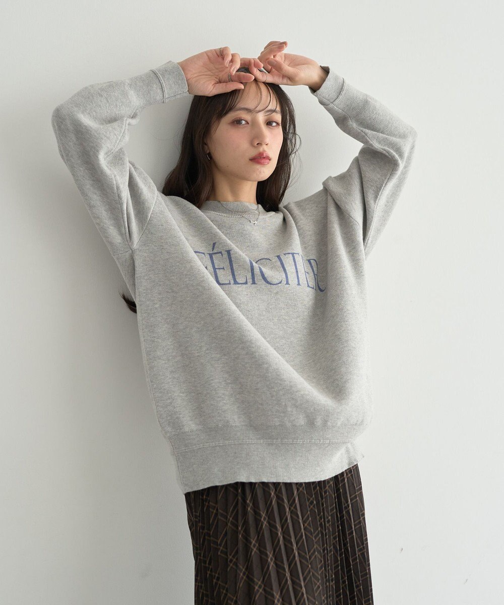 earth music&ecology 【洗濯機洗い可】スウェットライクロゴニットプルオーバー 