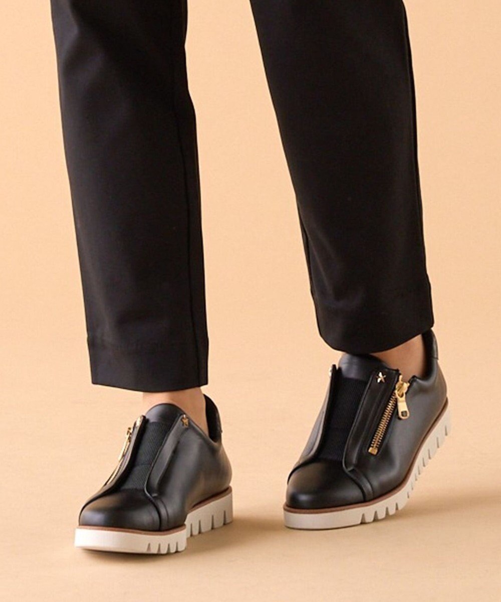 Dominic3 センターゴムサイドジップ レザースニーカー 