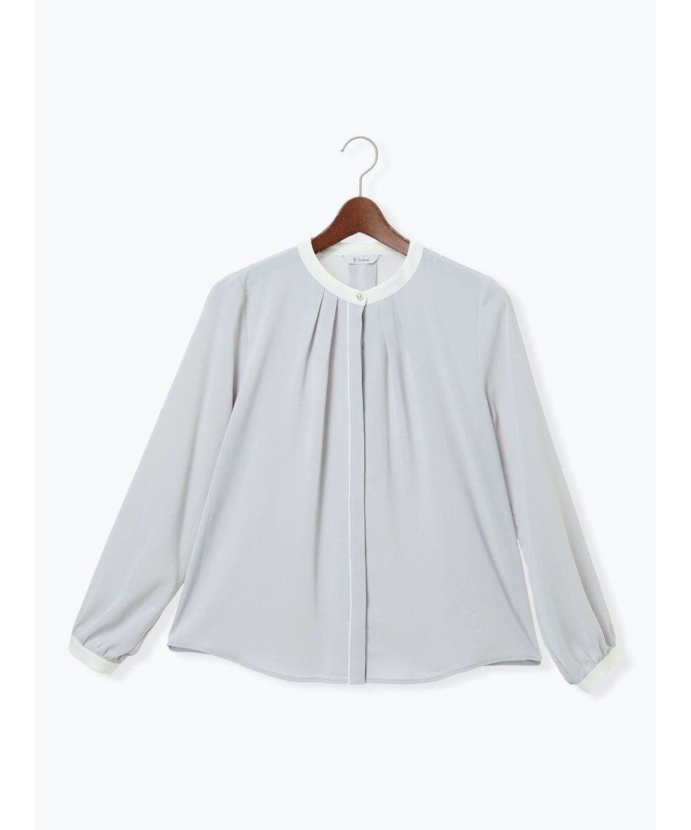 Te chichi パール釦配色タックブラウス 