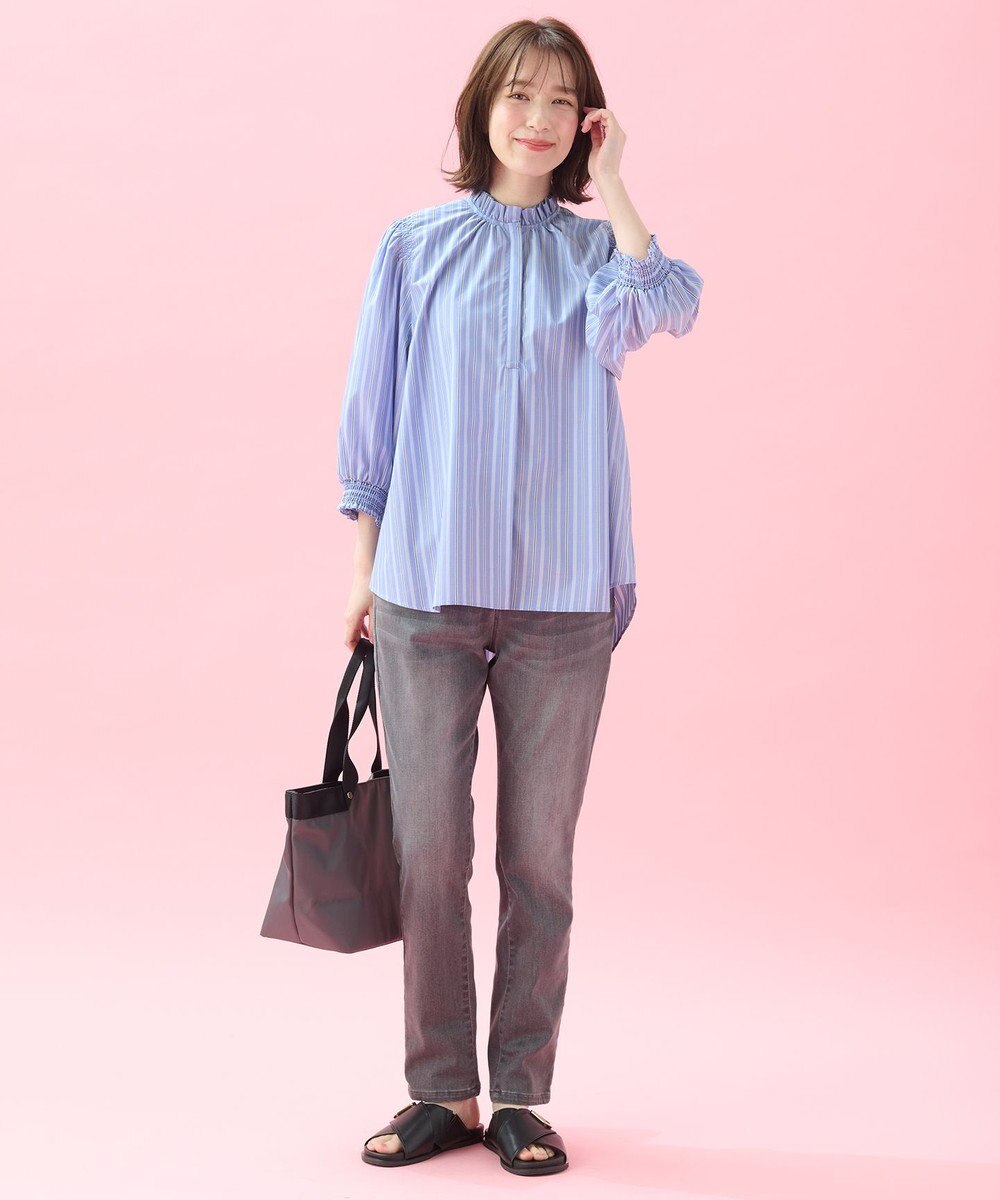 ANY L 【接触冷感/UVカット/抗菌防臭/速乾】エニイファンクション シャーリングブラウス 