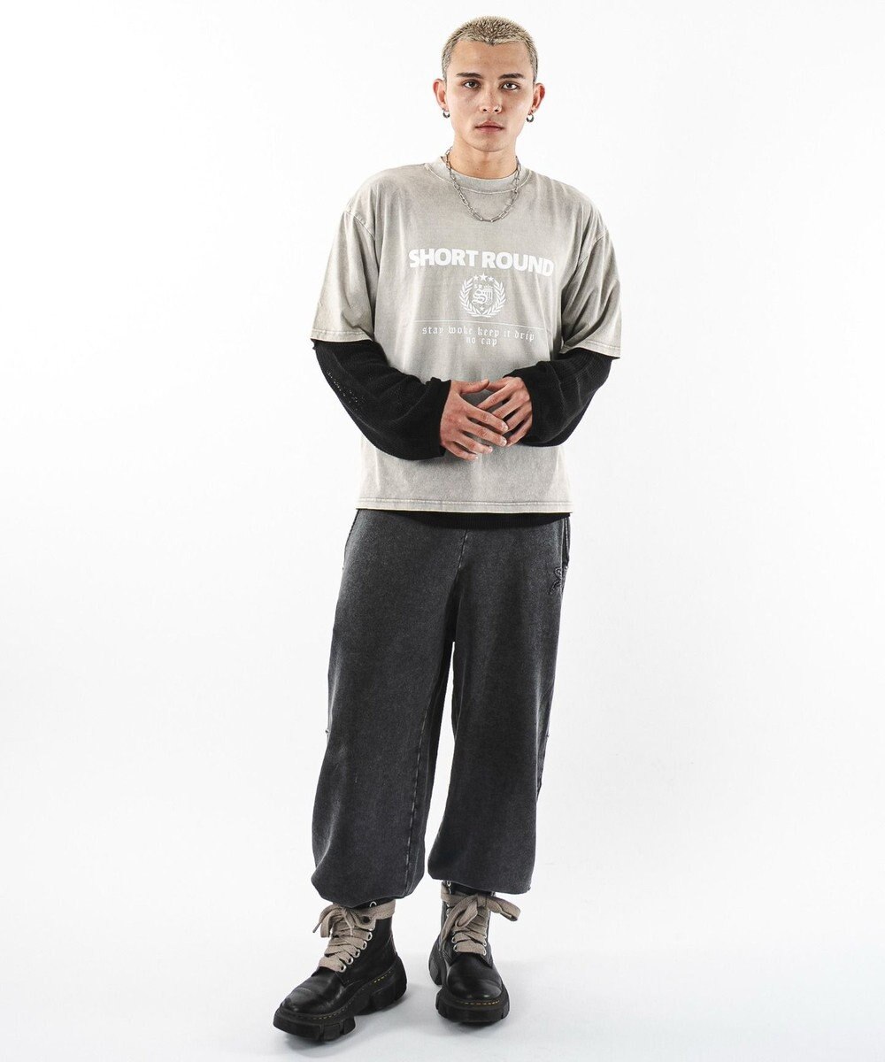 WEGO 【ユニセックス着用ITEM】ブリーチスタッズロゴスウェットパンツ 