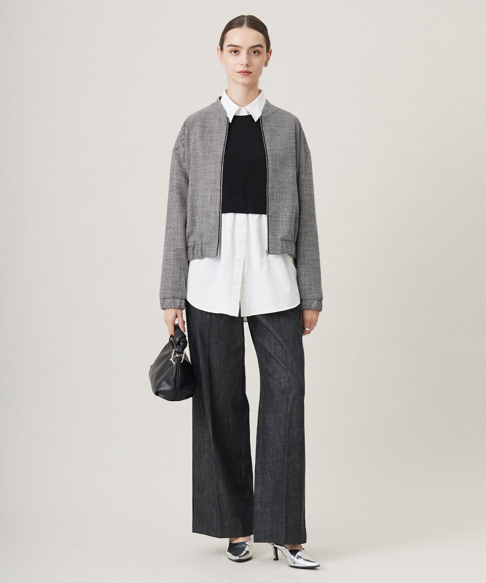 ICB 【洗える】 コットンリアクティブデニム ワイドストレートパンツ 