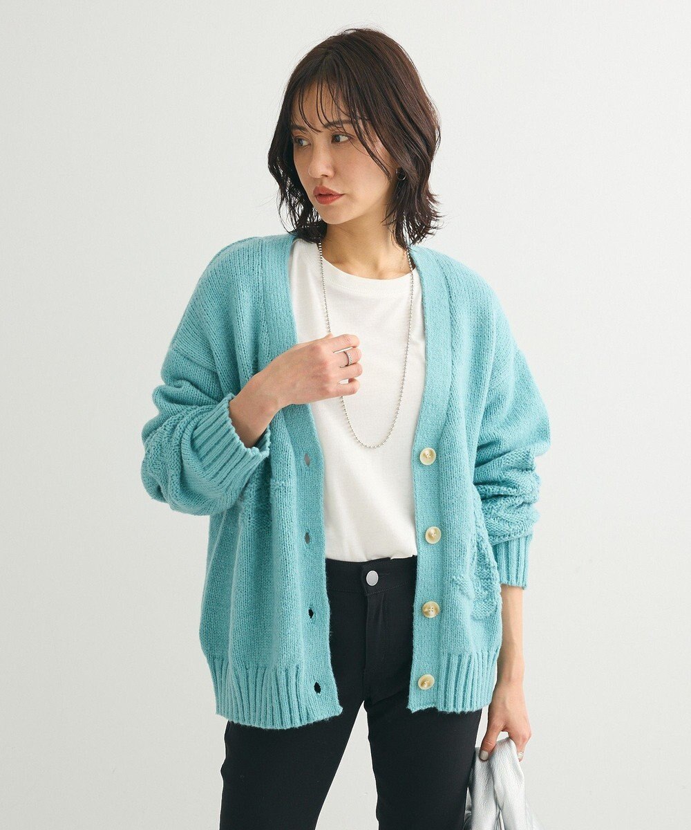 Green Parks ・ｓｗｉｎｇ　ｂｙ　バラ柄ニットカーディガン 