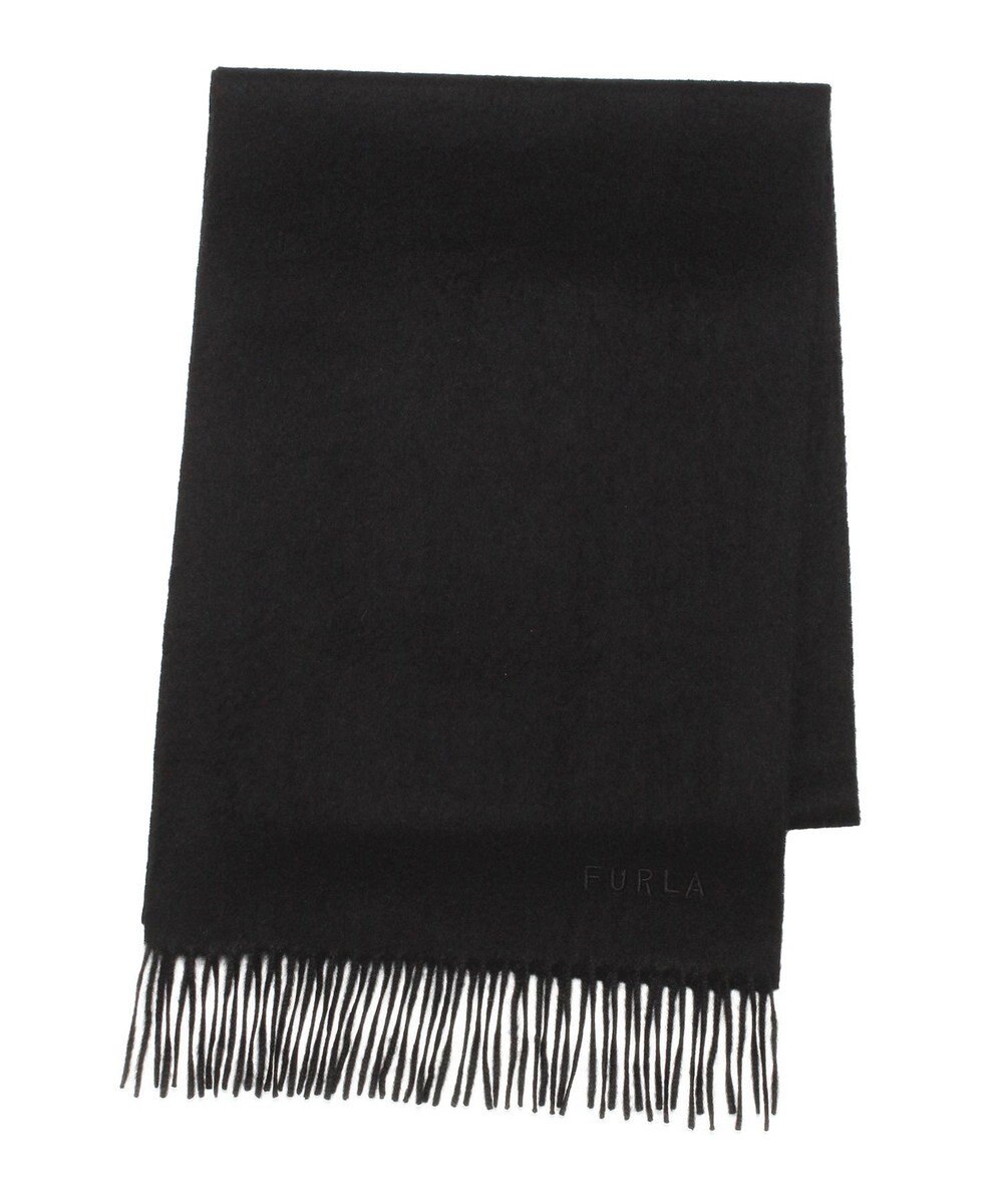 MOONBAT FURLA(フルラ）カシミヤ100％ 無地 マフラー ロゴ刺繍 手洗いOK 