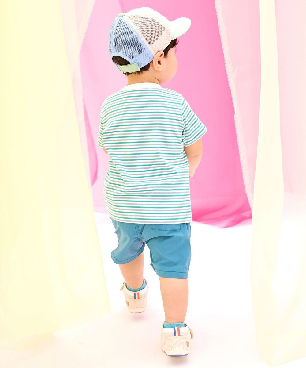 MIKI HOUSE HOT BISCUITS 【70-120cm】 みじんボーダー ワンポイント刺繍 半袖Tシャツ 