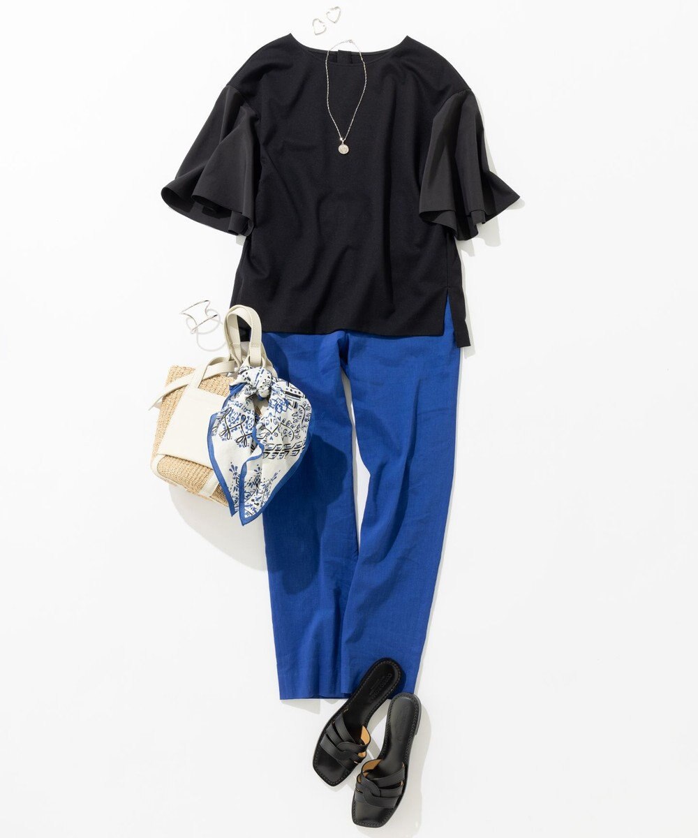 23区 【洗える】コットンツイルジャージー フレアスリーブ カットソー 