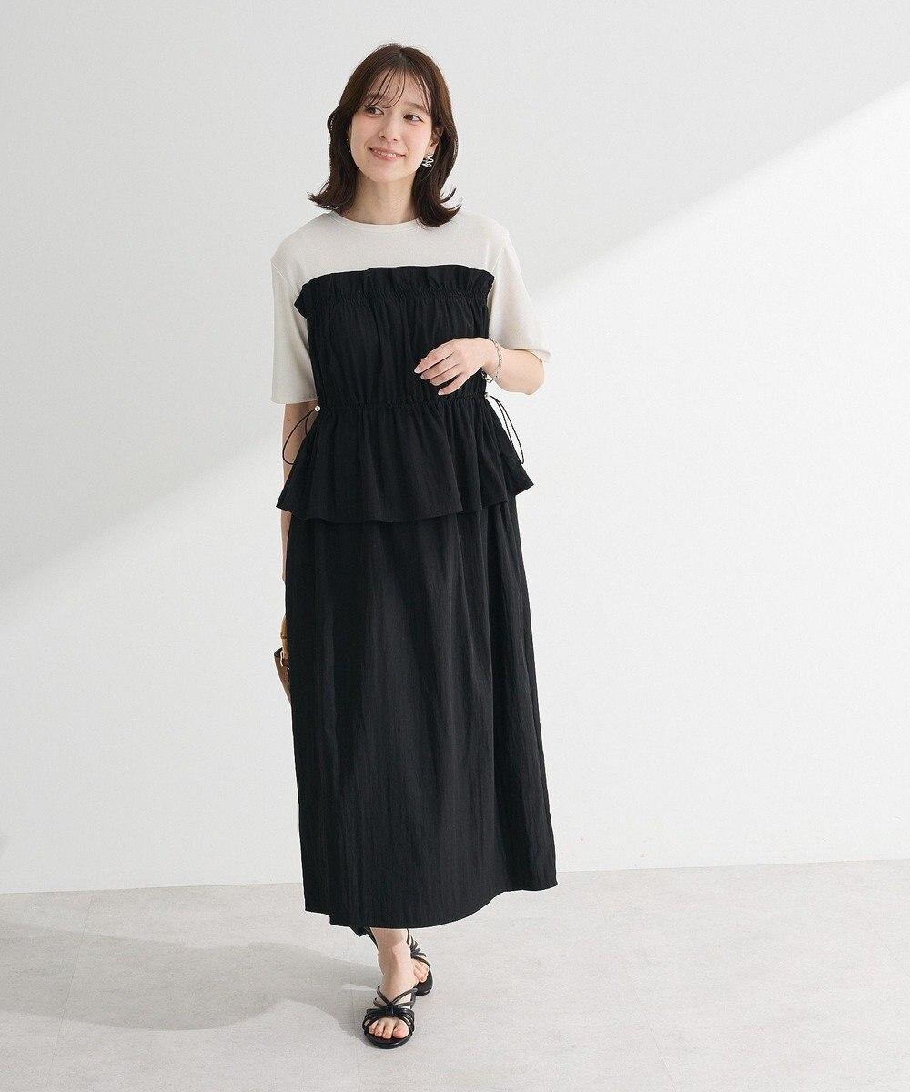 Green Parks ラメリブペプラムドッキングワンピース 