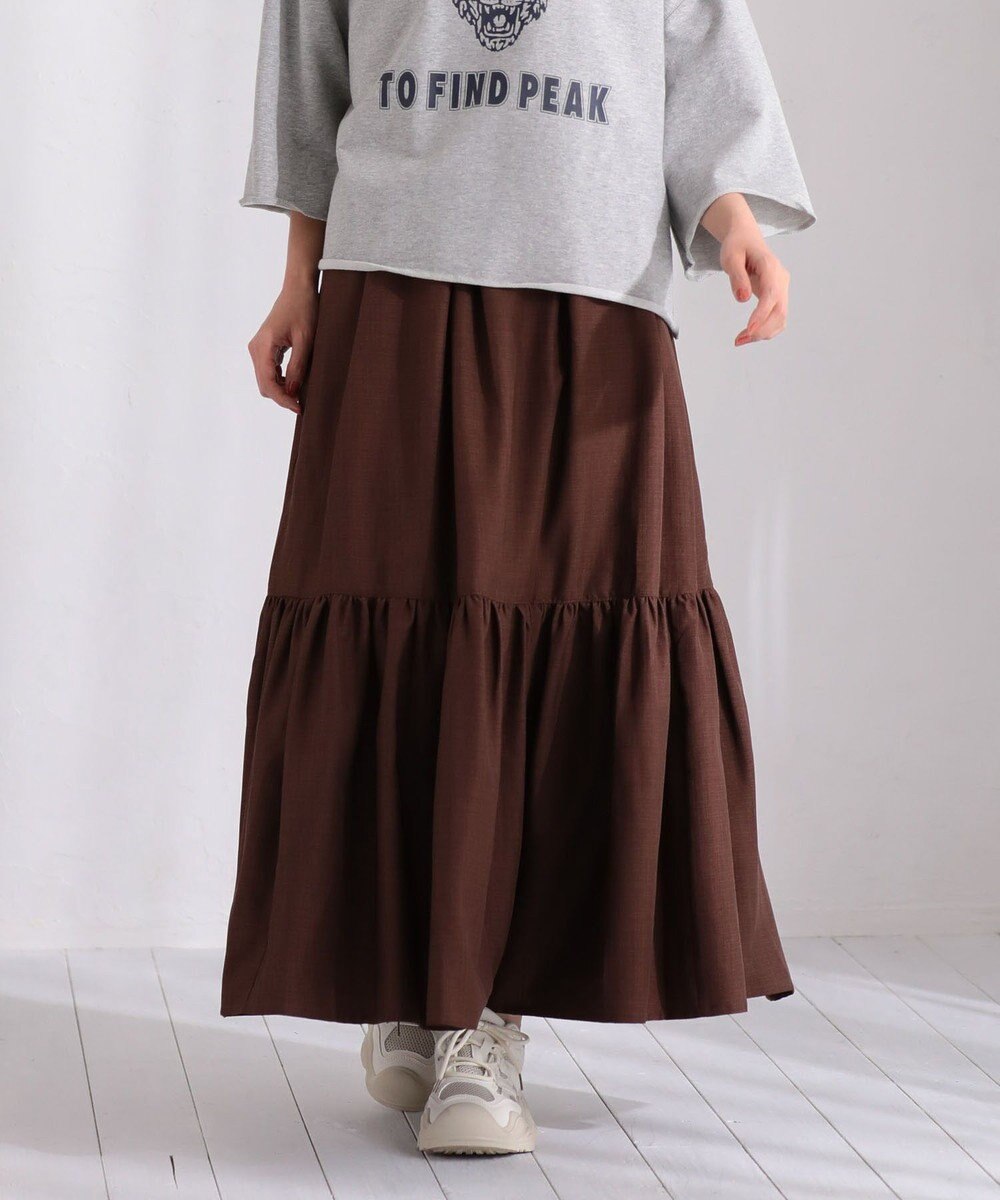 Green Parks ・ＥＬＥＮＣＡＲＥ　ＤＵＥ　リネンライクティアードスカー 