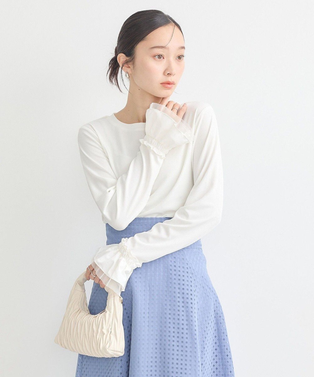 earth music&ecology フリルスリーブリブプルオーバー 