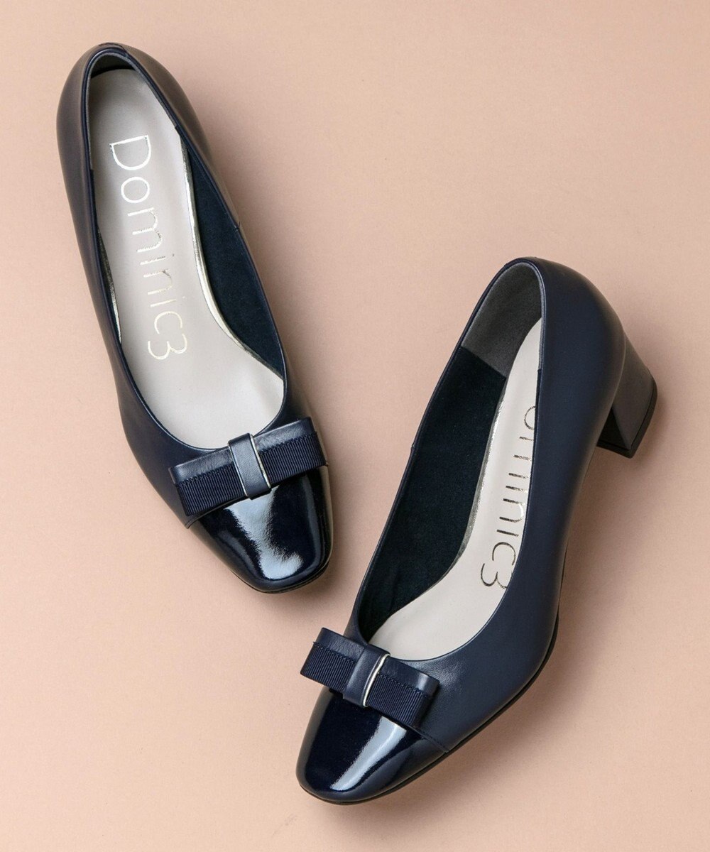 Dominic3 グログランリボン スクエアトゥパンプス 