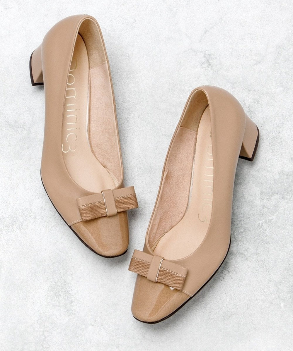 Dominic3 グログランリボン スクエアトゥパンプス 