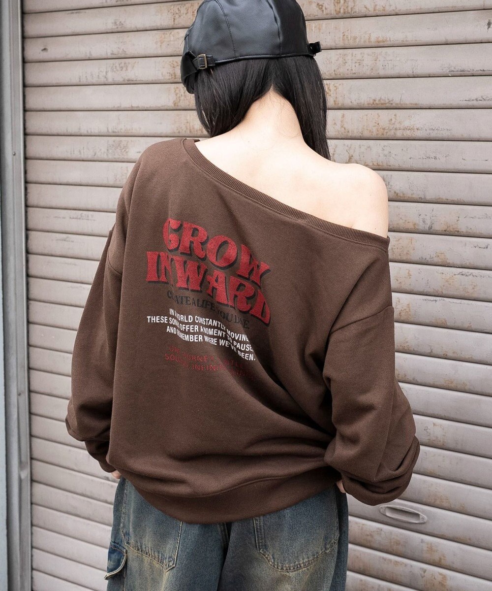 WEGO 【25年秋冬新作】2WAYグラフィックワンショルBIGスウェット 