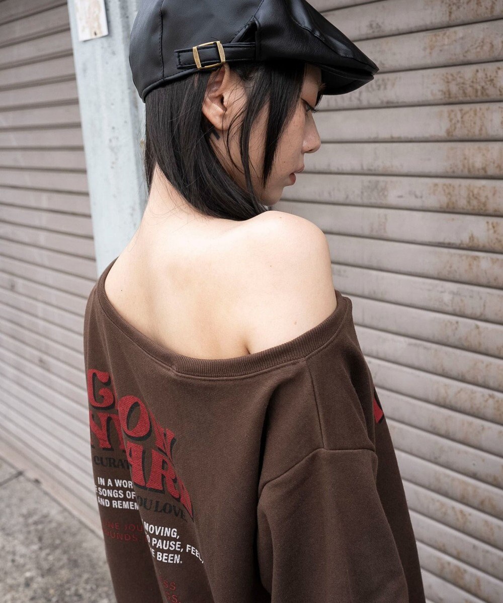 WEGO 【25年秋冬新作】2WAYグラフィックワンショルBIGスウェット 