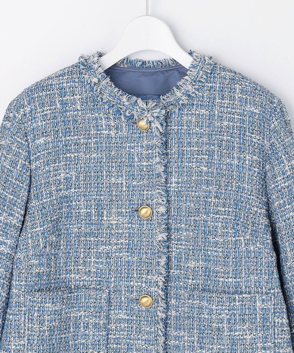 自由区 ファンシーノットツイードノーカラー ジャケット 